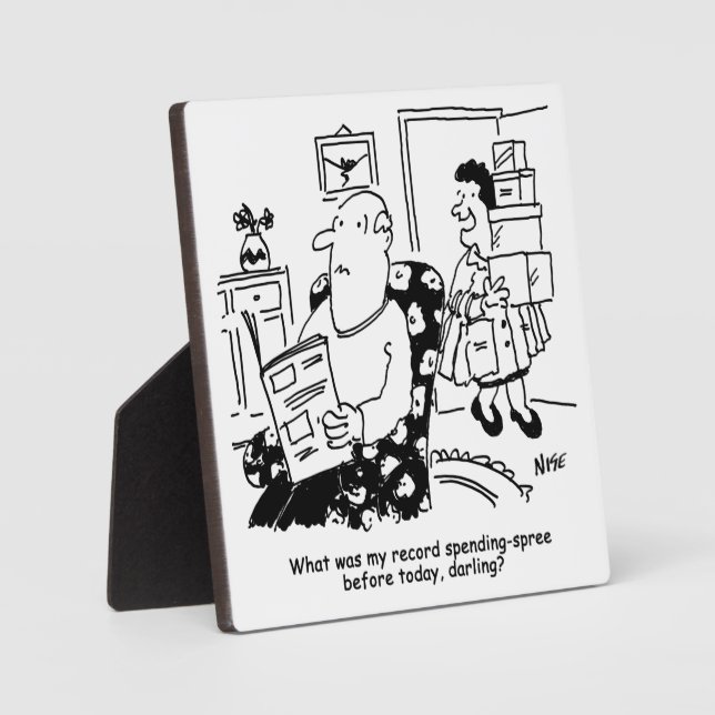 Shopping Trip. Record Spend. Overspending at Shops Plaque (Front)