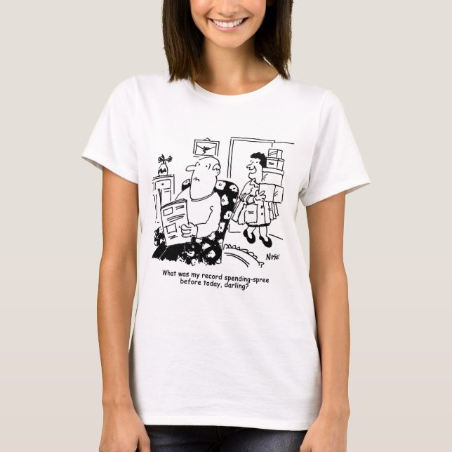 Shopping Trip. Record Spend. Overspending at Shops T-Shirt (Front)