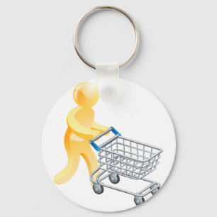 Shopping trolley gold man key ring