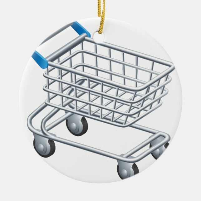 Shopping trolley icon ceramic tree decoration (Front)