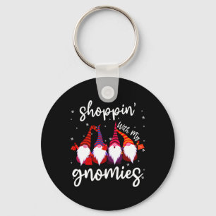 Shopping With My Gnomies Cute Xmas Gnomes Lover Ch Key Ring