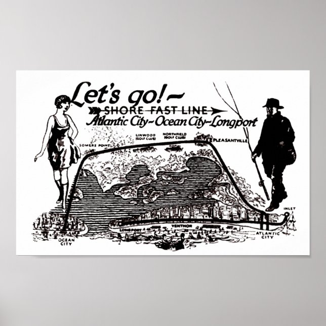 Shore Fast Line Trolleys 1910 Poster (Front)