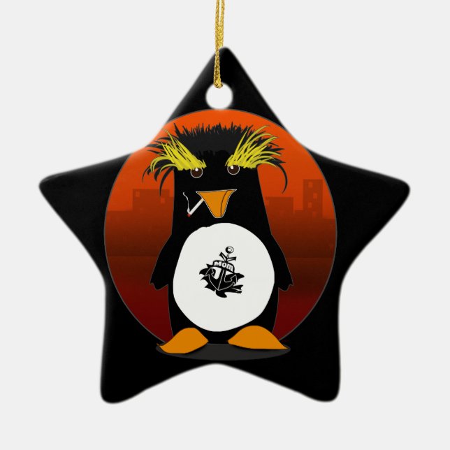 Shore Leave Penguin Customisable Ceramic Tree Decoration (Front)