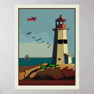 Shore, Lighthouse, Add text Poster