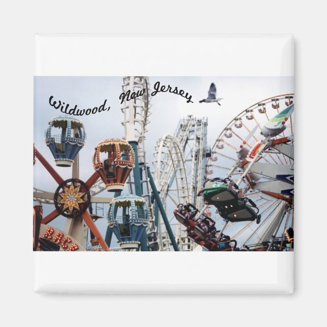 Shore Pier-Wildwood Text Square Magnet (Front)