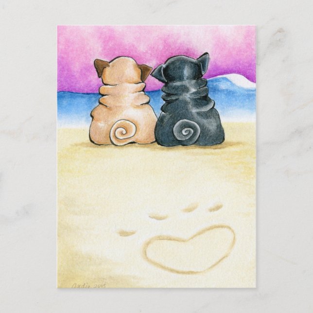 Shore Theyre Love Pugs Postcard (Front)