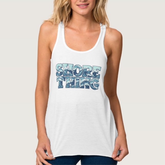 Shore Thing | Retro Blue Ocean Waves Surf Graphic Singlet (Front)