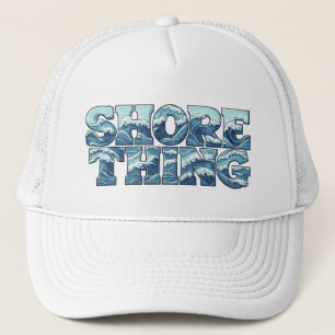 Shore Thing Retro Blue Ocean Waves Surf Graphic Trucker Hat