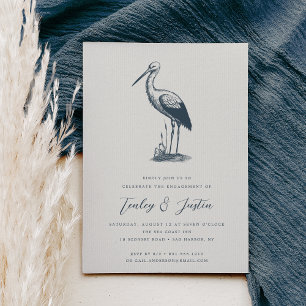 Shorebird   Elegant Coastal Engagement Party Invitation