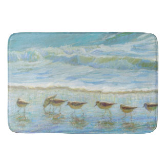 Shorebirds, A Day at the Beach Bath Mat