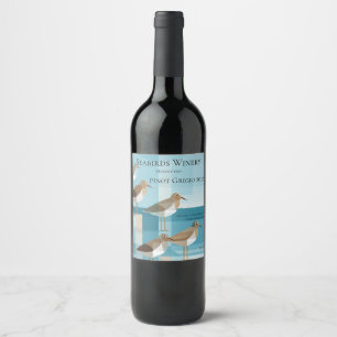 Shorebirds background with copy space vertical wine label