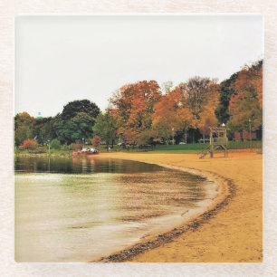 Shorefront of Lake Geneva, Wisconsin Glass Coaster
