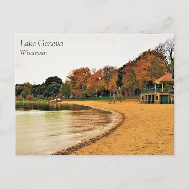 Shorefront of Lake Geneva, Wisconsin Postcard (Front)