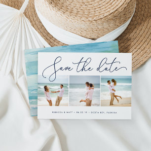Shoreline Beach Wedding Photo Save The Date