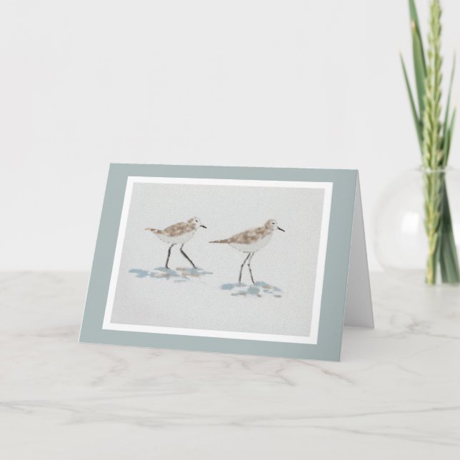 Shoreline Birds Illustration Card with Grey Green (Front)