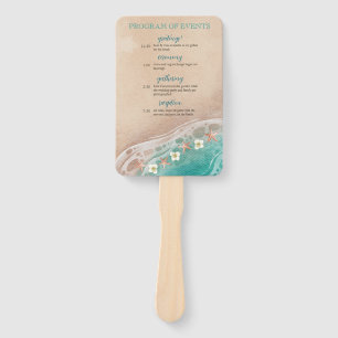 Shoreline Dreams Watercolor Beach Wedding Program Hand Fan