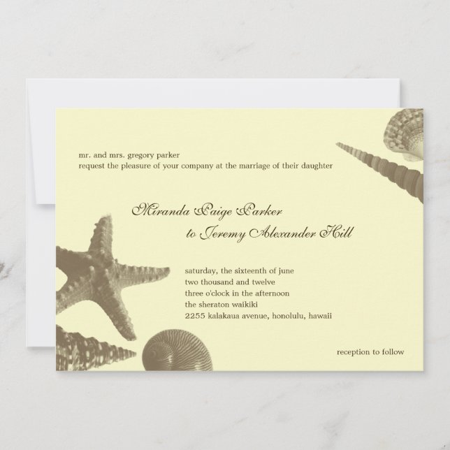 Shoreline Treasures Wedding Invitations (Front)