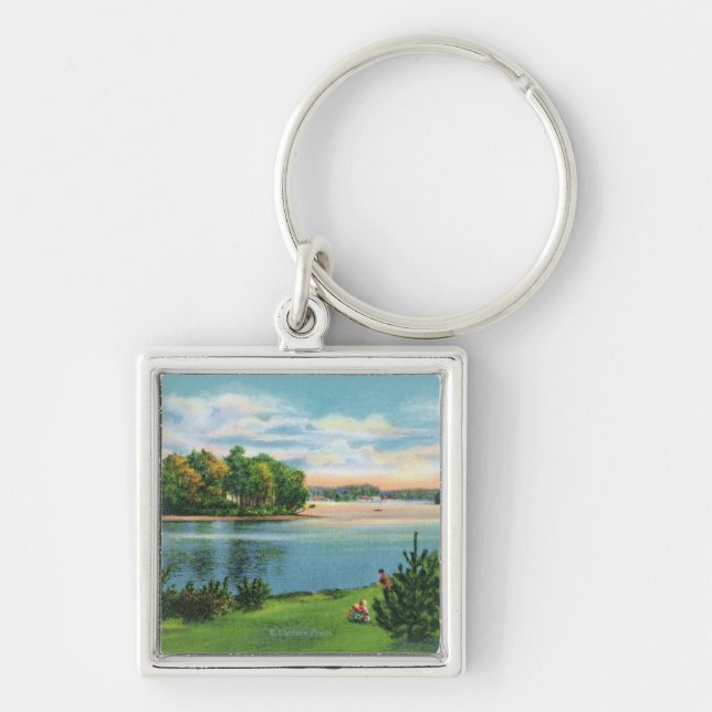Shoreline View of Pontoosuc Lake Key Ring (Front)