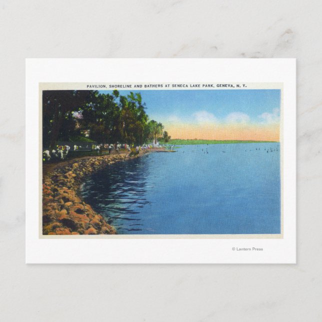 Shoreline View of Seneca Lake Park Pavilion Postcard (Front)