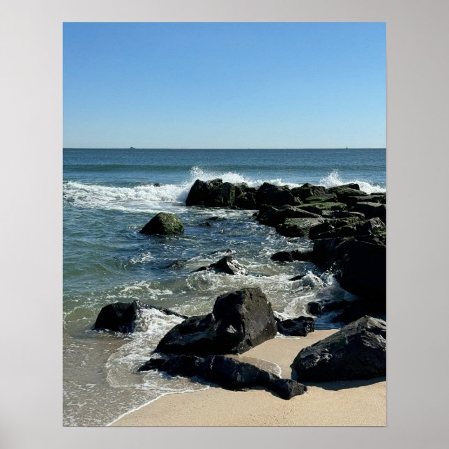 Shoreline with Rocks and Waves Poster (Front)