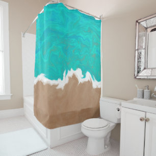 Shores of Paradise Abstract Turquoise Sea Shower Curtain