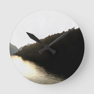 Shores Of Shadows Landscape Art Round Clock