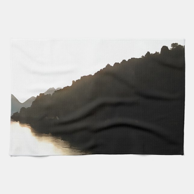Shores Of Shadows Landscape Art Tea Towel (Horizontal)