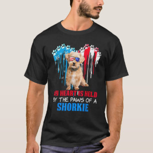 Shorkie Dog Heart 4th of July Dog USA Flag Men W T-Shirt