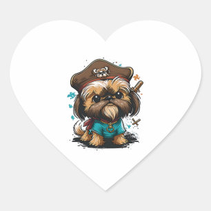 Shorkie Shih Tzu Yorkie Yorkshire Dog Pirate Heart Sticker