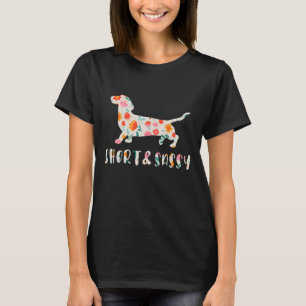 Short and Sassy Dachshund floral dog T-Shirt