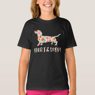 Short and Sassy Dachshund floral dog T-Shirt