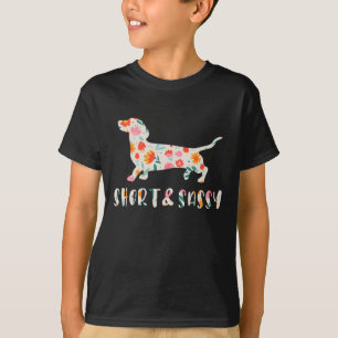 Short and Sassy Dachshund floral dog T-Shirt