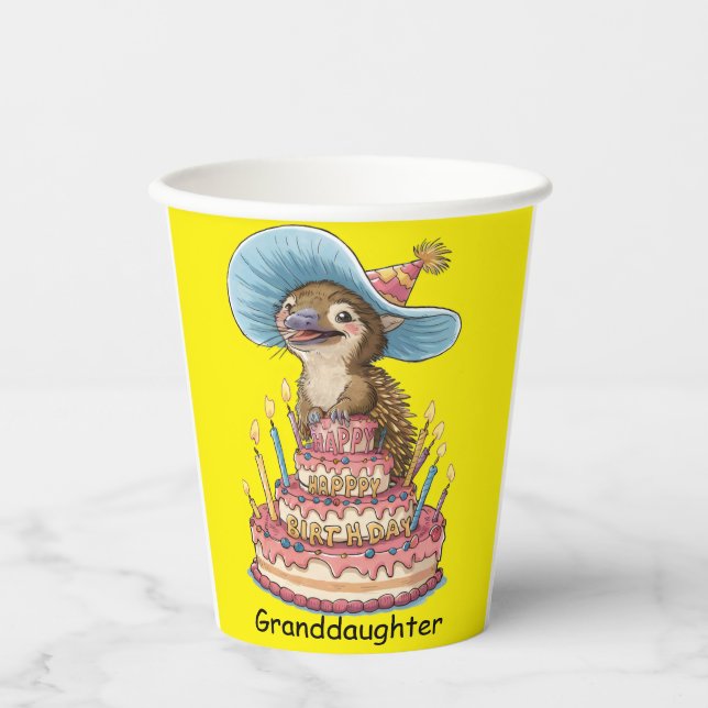 Short-Beaked Echidna on birthday cake Paper Cups (Front)