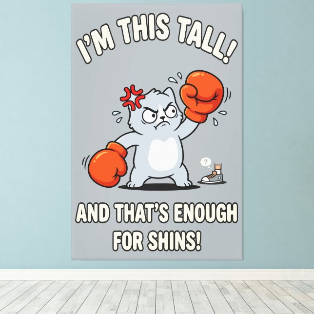 Short Cat Boxing Gloves Funny Shins Canvas Print (Insitu(Wood Floor))