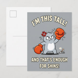 Short Cat Boxing Gloves Funny Shins Postcard