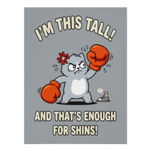 Short Cat Boxing Gloves Funny Shins Poster