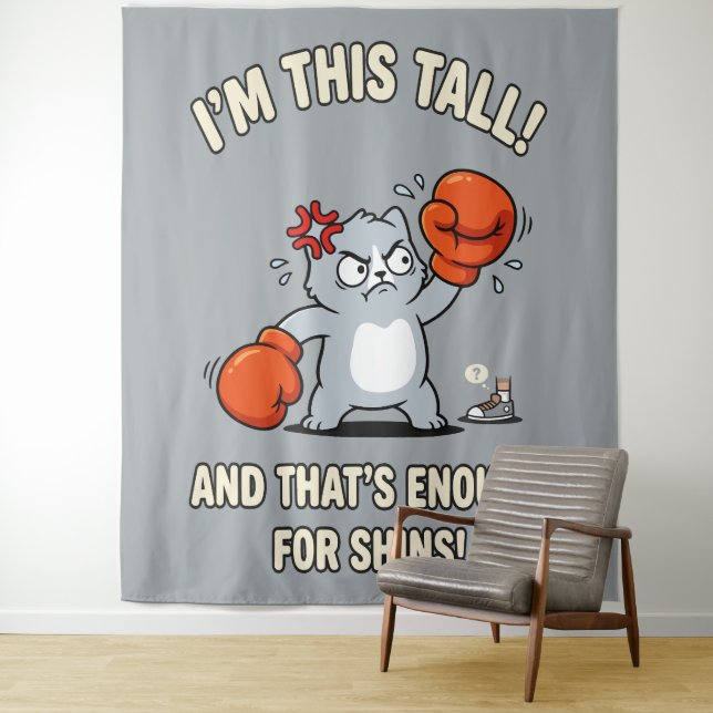 Short Cat Boxing Gloves Funny Shins Tapestry (In Situ)