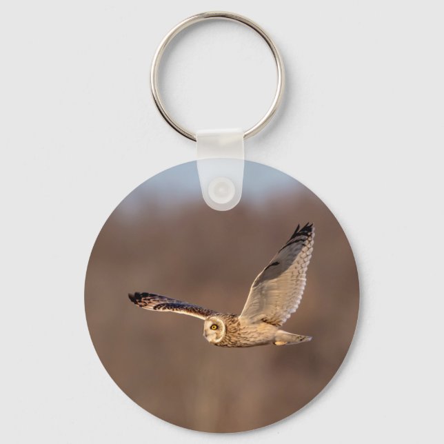 Short-eared owl in flight key ring (Front)