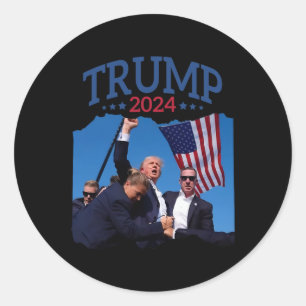 Short Fist Pumped 2024 Pray For Trump Never's Give Classic Round Sticker