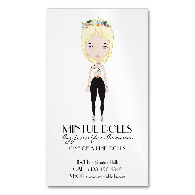 Short Haired Blonde Teen Girl Portrait Magnetic Business Card (Front Vertical)