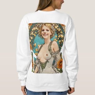 Short Haired Blonde V1n2 Mucha Style Art Sweatshirt