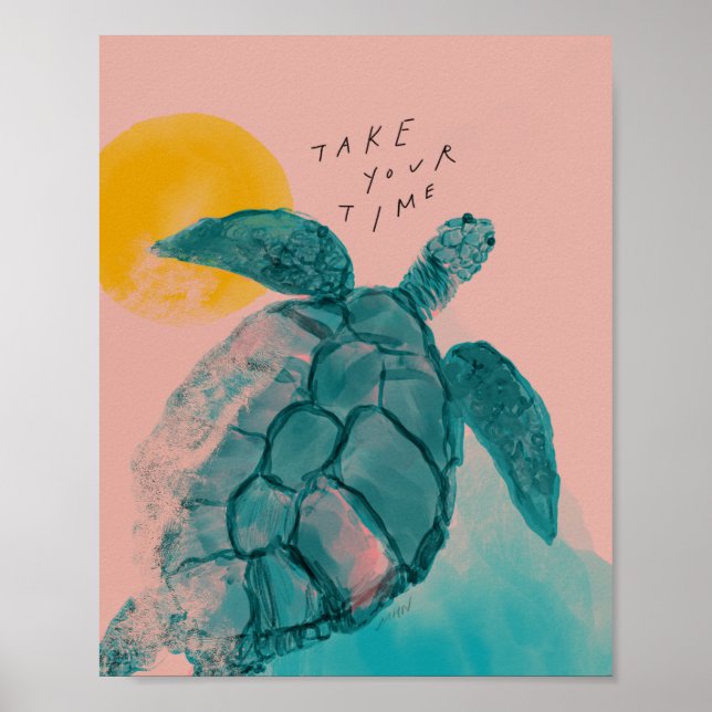 Short Inspirational Quote Sea Turtle Poster (Front)