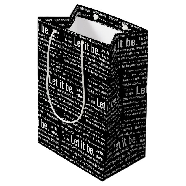 Short Inspirational Quotes On Black  Medium Gift Bag (Back Angled)