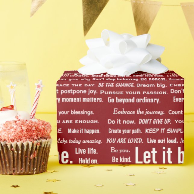 Short Inspirational Quotes On Red Wrapping Paper (Birthday Party)