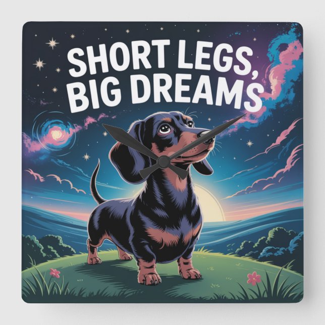 Short Legs, Big Dreams Square Wall Clock (Front)