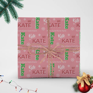 Short Name Typography Pink Christmas Personalised Wrapping Paper