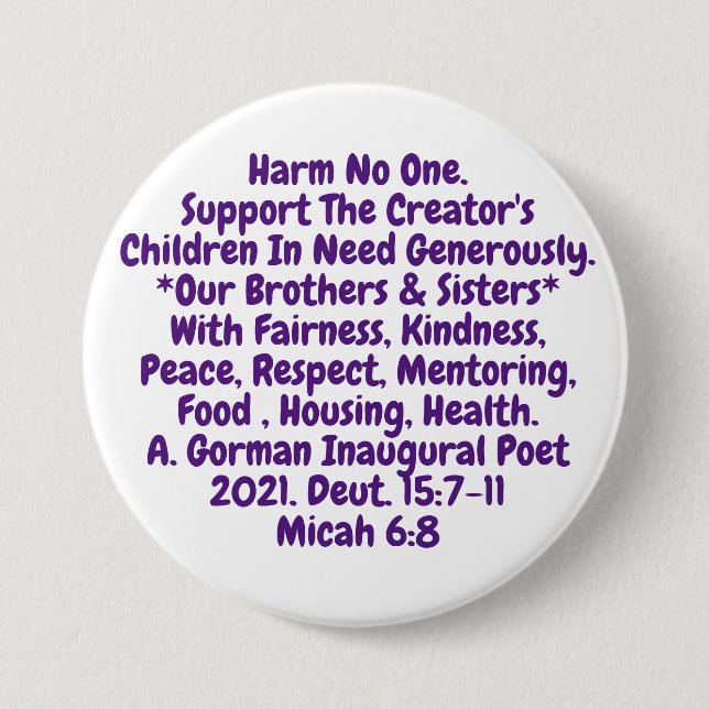 Short Reminder To Live Our Sacred Values 7.5 Cm Round Badge (Front)
