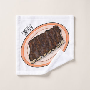 Short ribs cartoon illustration bath towel set