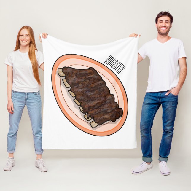Short ribs cartoon illustration fleece blanket (In Situ)