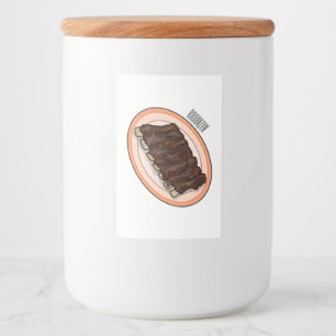 Short ribs cartoon illustration food label
